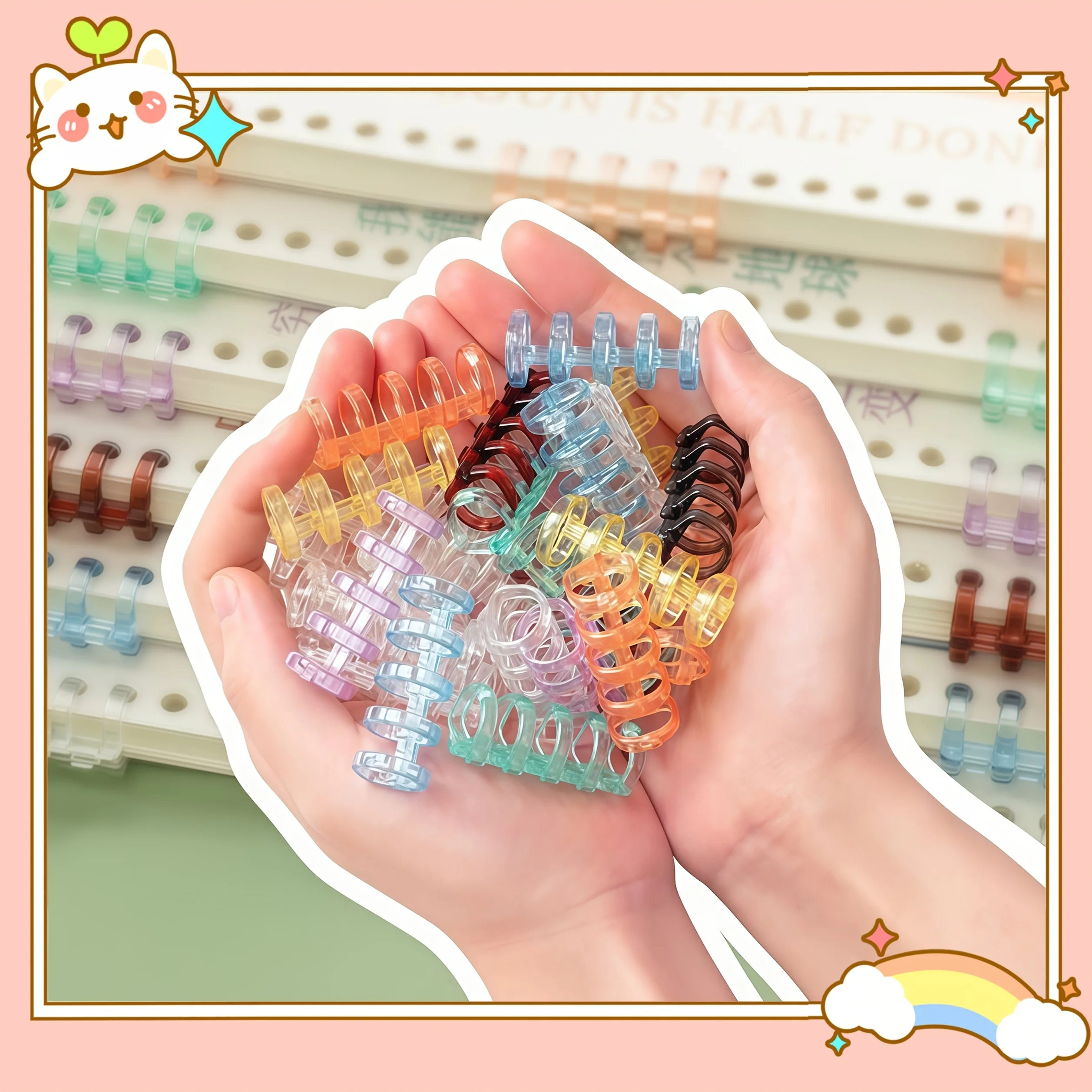 

50 шт. сверхпрочные кольца для переплета формата А4 — прозрачные, кольца для переплета для тетрадей, отчетов, презентаций — принадлежности для организации дома