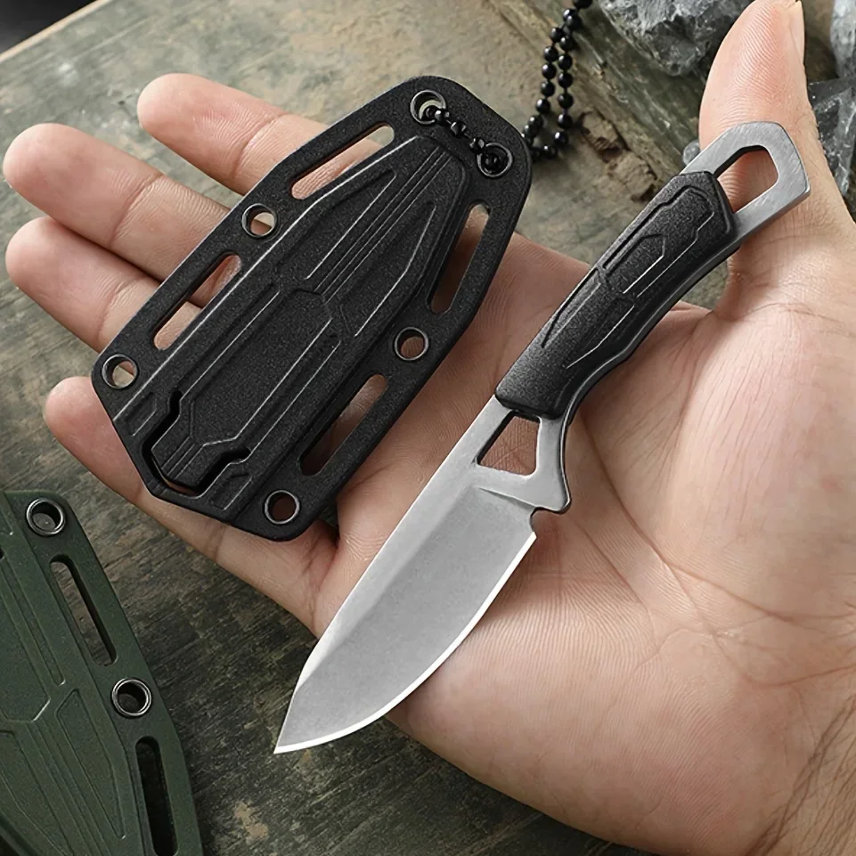 

1 piece, stainless steel portable EDC outdoor pocket knife, high hardness outdoor fruit straight knife with scabbard