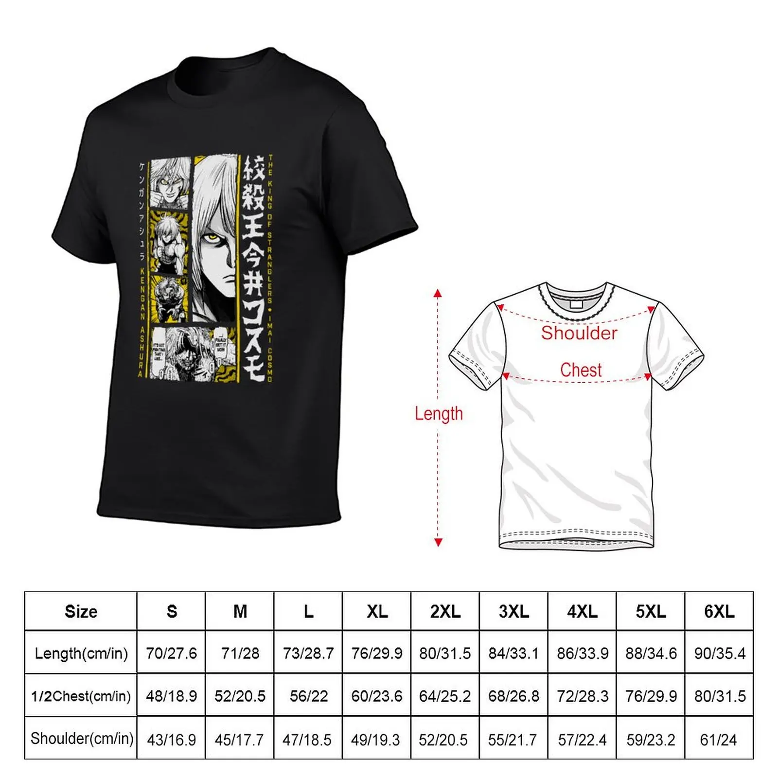 Cosmo Imai KENGAN - ASHURA OMEGA Manga Anime V1 T-shirt Blouse korean fashion blacks men clothes