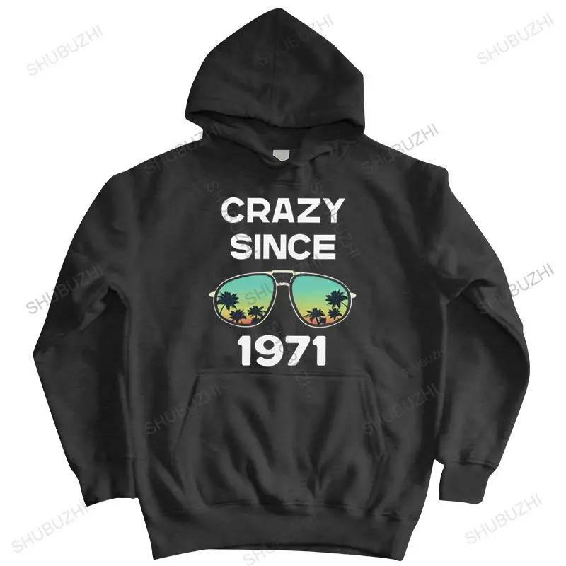 Eyeglasses Crazy Since 1971 Men zipper Soft Cotton 51th Birthday hoodie Funny pullover Urban Fashion Brand Clothing hoody Gift