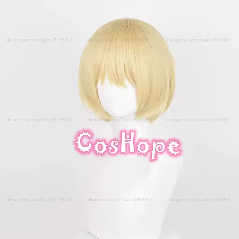 Armin Arlert Cosplay Wig 30cm Short Bob Wig Light Golden Wig Cosplay Anime Cosplay Wigs Heat Resistant Synthetic Wigs