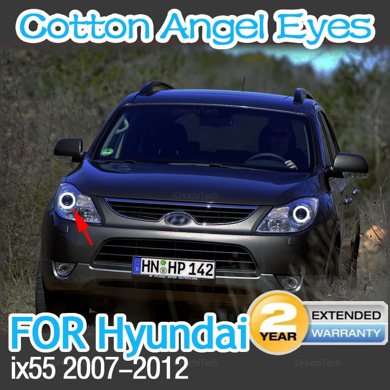 for Hyundai veracruz ix55 2007-2012 Car Accessories LED Angel Eyes Kit Cotton White Ring Demon Eye