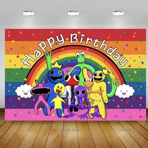 만화 무지개 친구 테마 베이비 샤워 아이 생일 파티 장식 배경 사진 사진 부스 소품