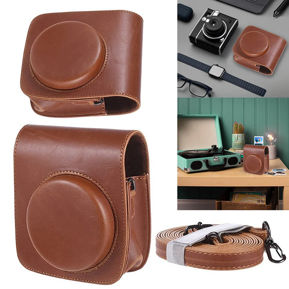 

Vintage PU Camera Protective Case with Pocket Adjustable Shoulder Strap Anti-scratch for Fujifilm Instax Mini 90 Instant Camera