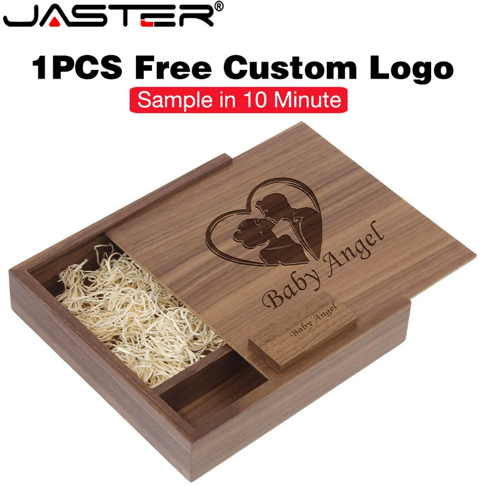 

JASTER Photo Album Wood usb+Box Memory stick Pendrive 8GB 16GB 32GB 64GB Photography gift free LOGO (170*170*35 mm) usb stick