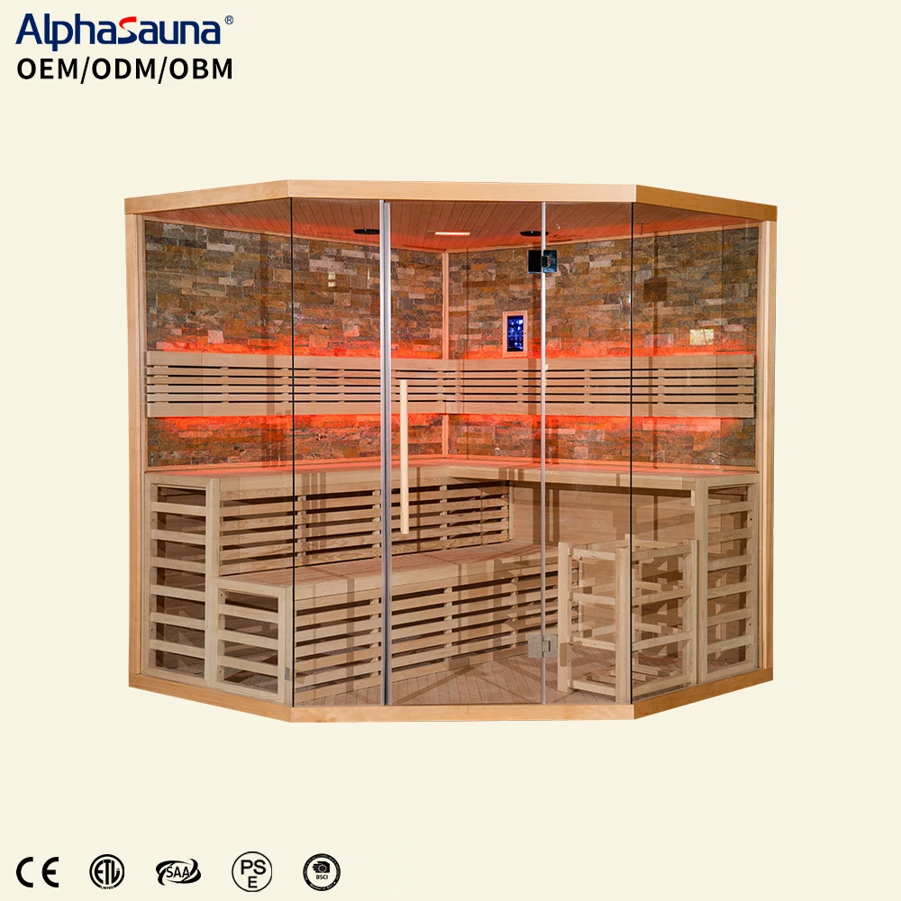 Modern design indoor sauna room corner room light wave room full glass door suitable for family use