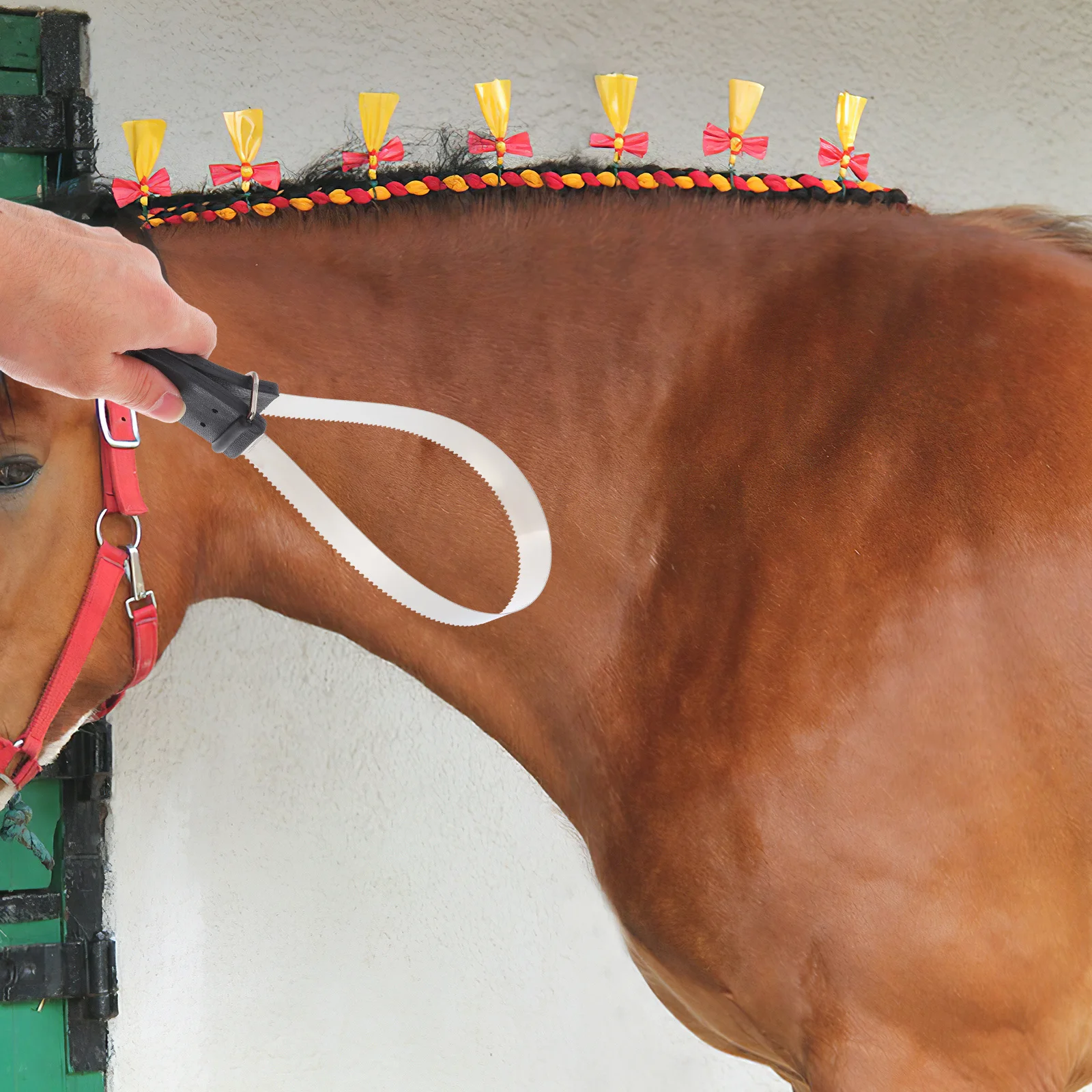 Escova raspadora de cavalo, aço inoxidável, durável, ferramenta de aliciamento, galpão, raspador de suor para derramar cavalos, escova de aço inoxidável