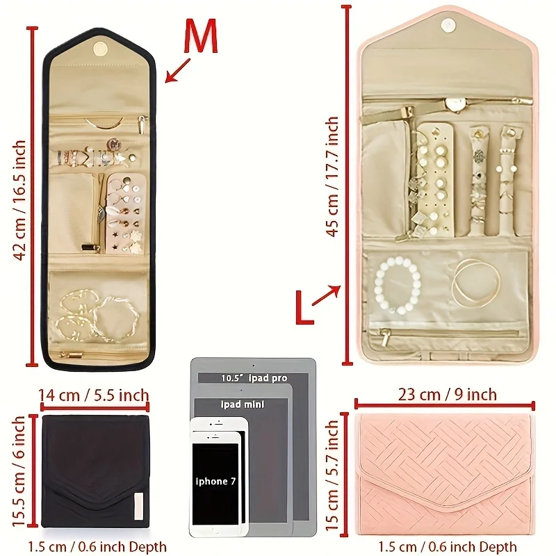 Foldable Jewelry Roll Bag for Travel and Storage
