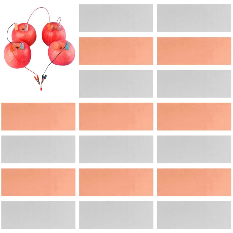 ABPQ-20Pcs แผ่นขั้วบวกสังกะสีบริสุทธิ์,แผ่นขั้วบวกทองแดงความบริสุทธิ์สูง,แผ่นทองแดงสังกะสีอิเล็กโทรดสําหรับพลังงานผลไม้