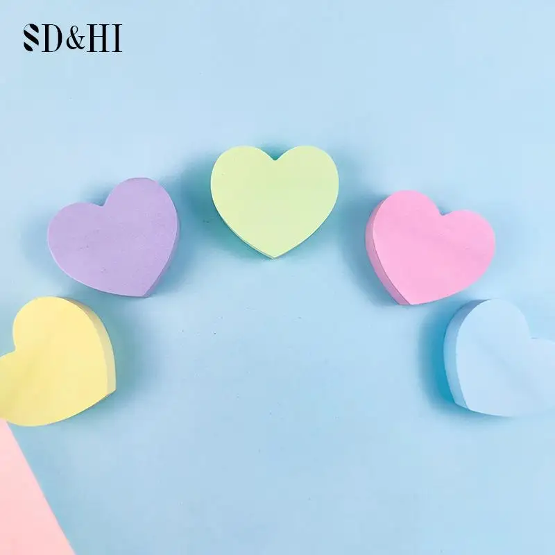 120 Folhas Coração Sticky Notebook Planner Sticker Notes Notepad Auto Sticky Note Pads Para Escritório Escola Papelaria Acessórios