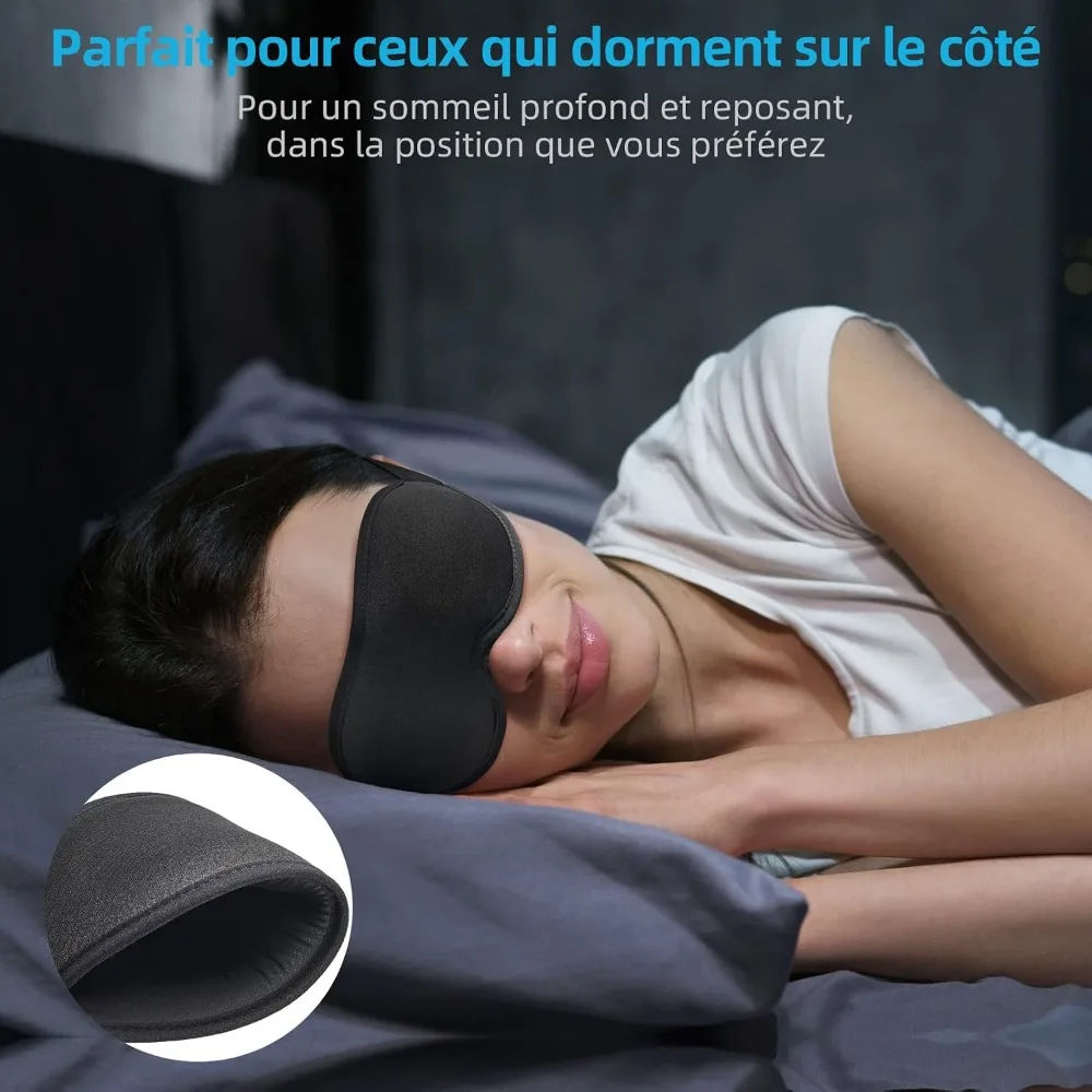 Masque de Nuit Innovant 2026 pour Hommes et Femmes, Masque de Sommeil (Noir)