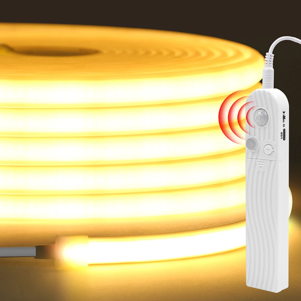 Wasserdichter LED 5V COB Streifen Neonlicht USB-Schalter Dimmer Sensor Batteriekasten-Set Helle 320LED Flex-Lichtband 3000K 4000K 6000K – Detail 13