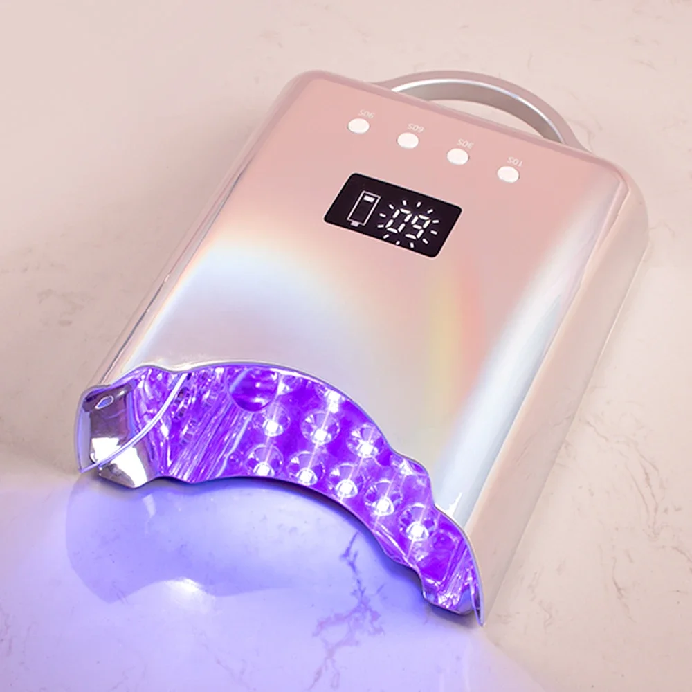 78W Rechargeable Pedicure Friendly Professional Functional Built in Handle Cordless LED UV Nail Lamp Nail Dryer with Metal Base