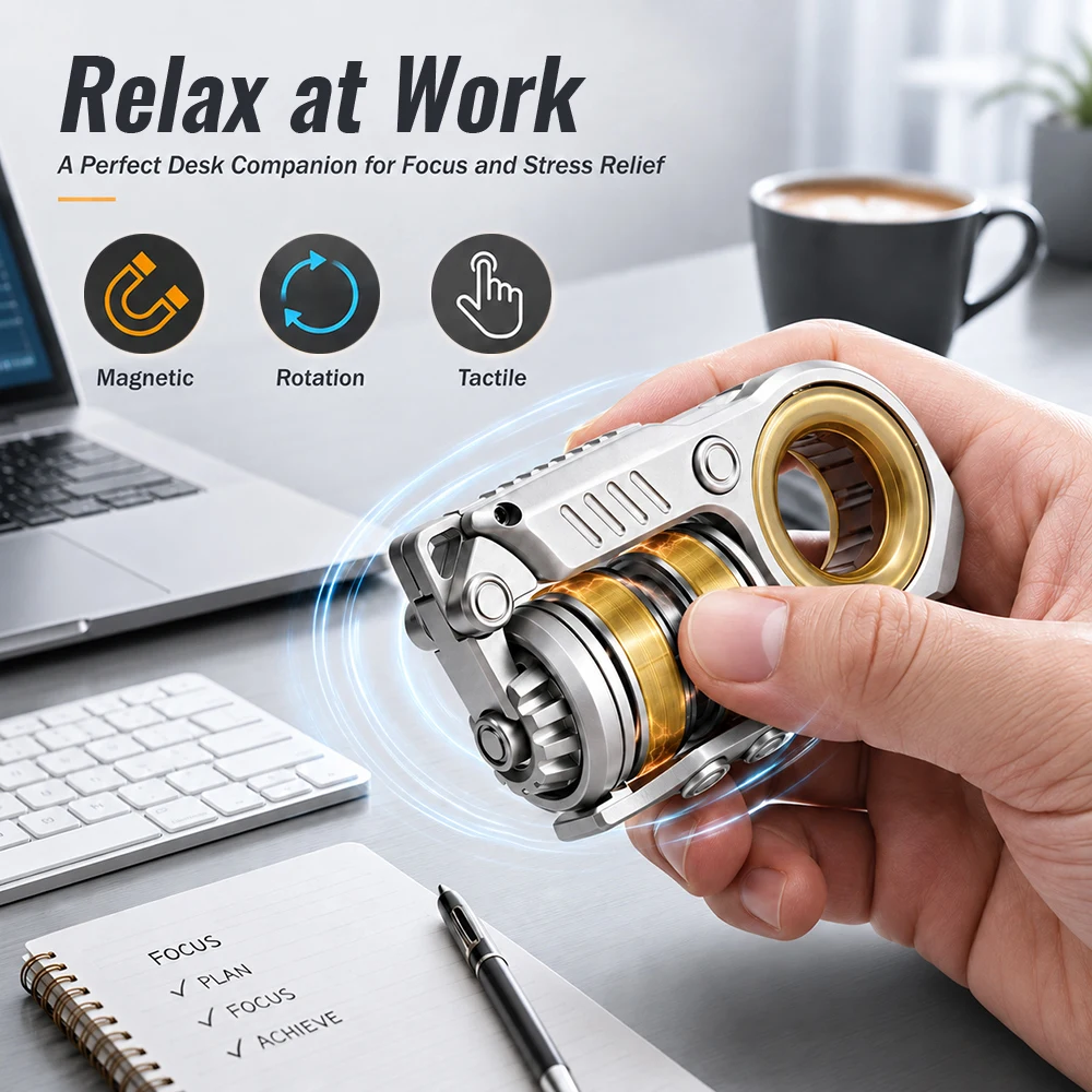 EDC Fidget Sliders Aluminum Multi-Functional Toys Tuning Fork Magnetic Push Egg Magnetic Fidget Toy for Stress Relief view 2