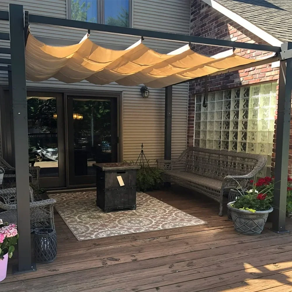 

Outdoors Tents,10 X 12' Outdoor Retractable Pergola with Sun Shade Canopy Patio Metal Shelter,Modern Yard Grape Trellis Pergolas