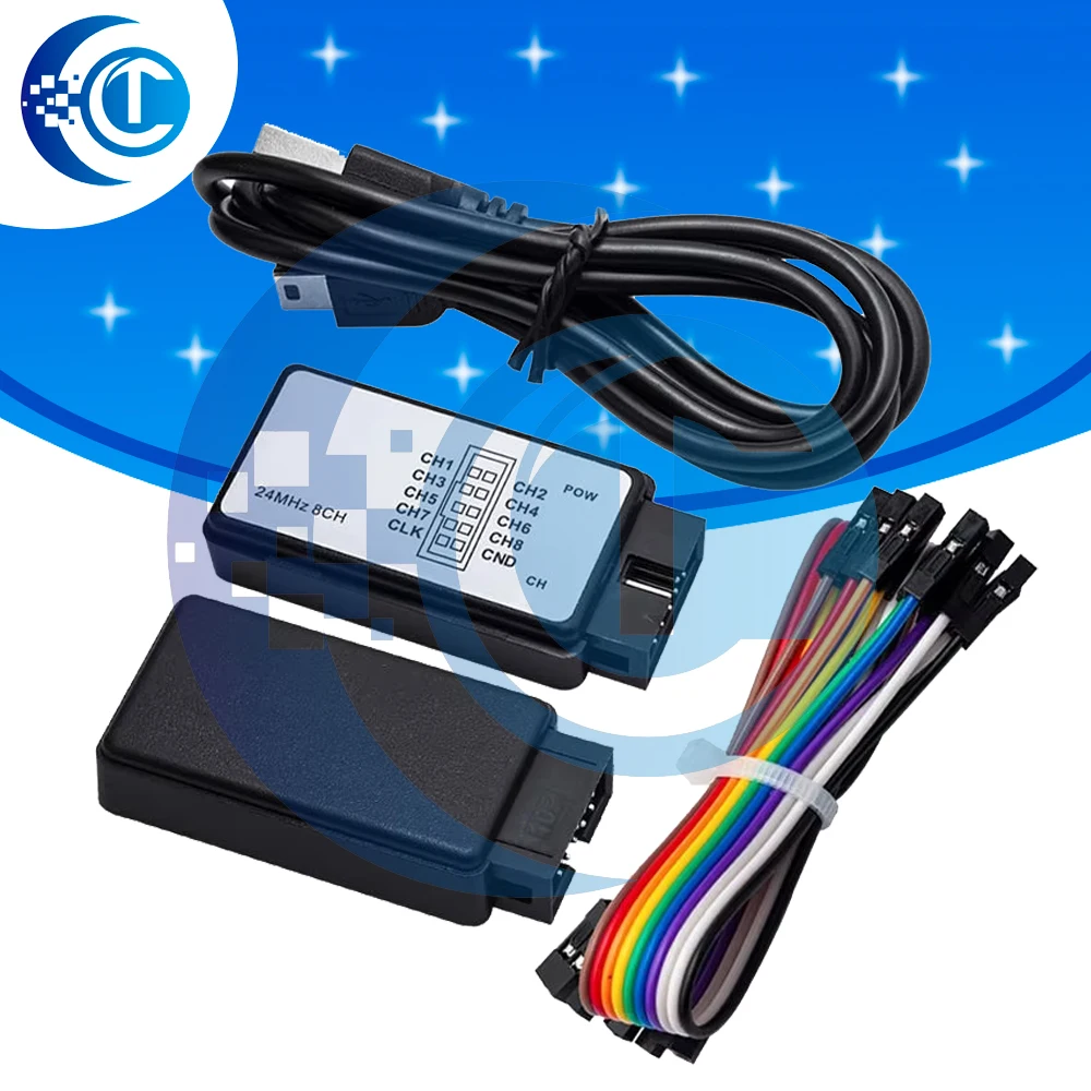8CH USB Logic Analyzer, 24MHz 24M/S Sampling Rate Digital Debug Board for ARM & FPGA Hardware Testing