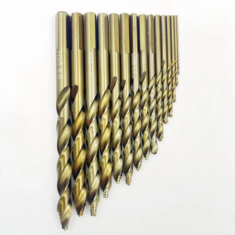 1-8mm Step Twist Drill Bits 15PCS M35 Cobalt High Speed Drill Bits Wear Resistant Bit for Iron Steel Metal Work