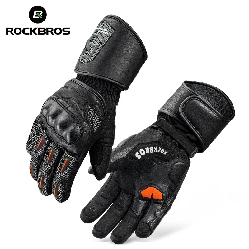 ROCKBROS Guanti invernali Guanti da moto antivento con dita intere Touch screen protettivo BR Cuscinetti ammortizzanti Guanti da bici caldi