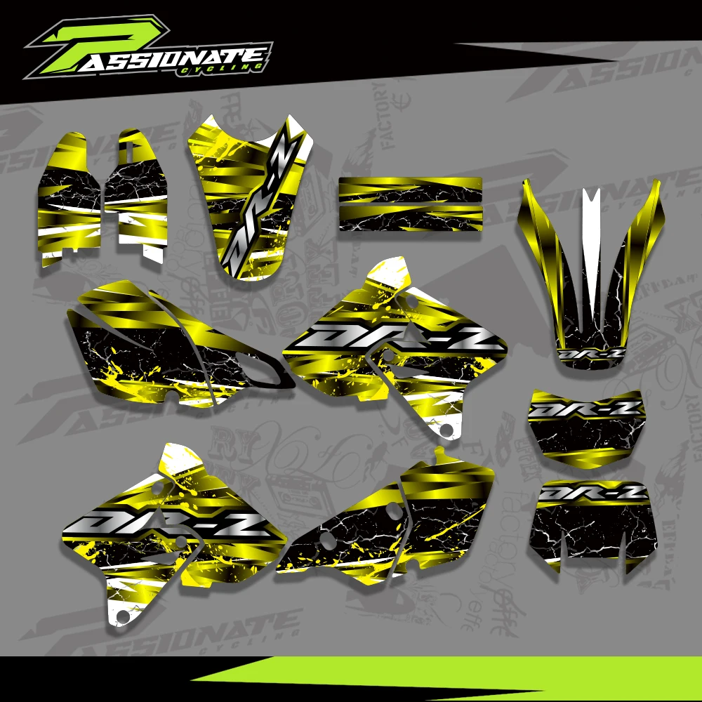 For SUZUKI DRZ400 SM S E DRZ 400 SM S E 2000-2020 Full Graphics Decals Stickers Motorcycle Background Custom Number Name