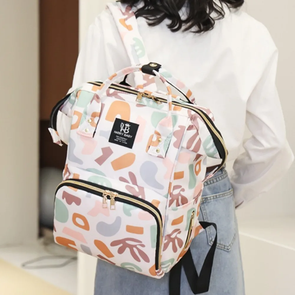 Portable Print Mummy Bag Multi-function Korean Style Baby Diaper Organizer Large Capacity Handbag Nappy Backpack Travel