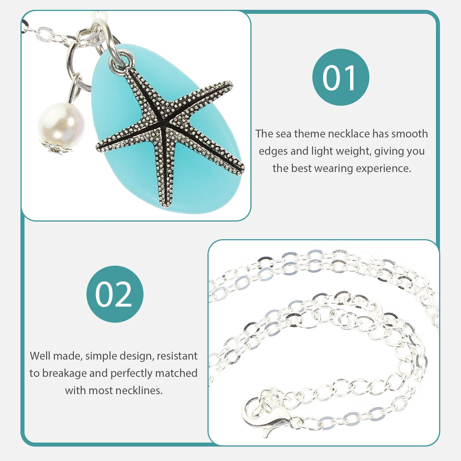 

Sea Theme Necklace Elegant Pearl Pendant Lightweight Dress Up Jewelry for Women Gift Sea Theme Necklace ' Necklaces