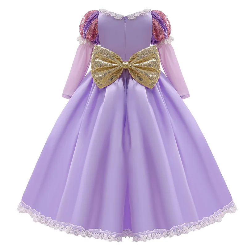 Girls Princess Rapunzel Dress Costume LED Light Up Cosplay Ball Gown Party Dress Children Birthday Clothing Halloween Costume