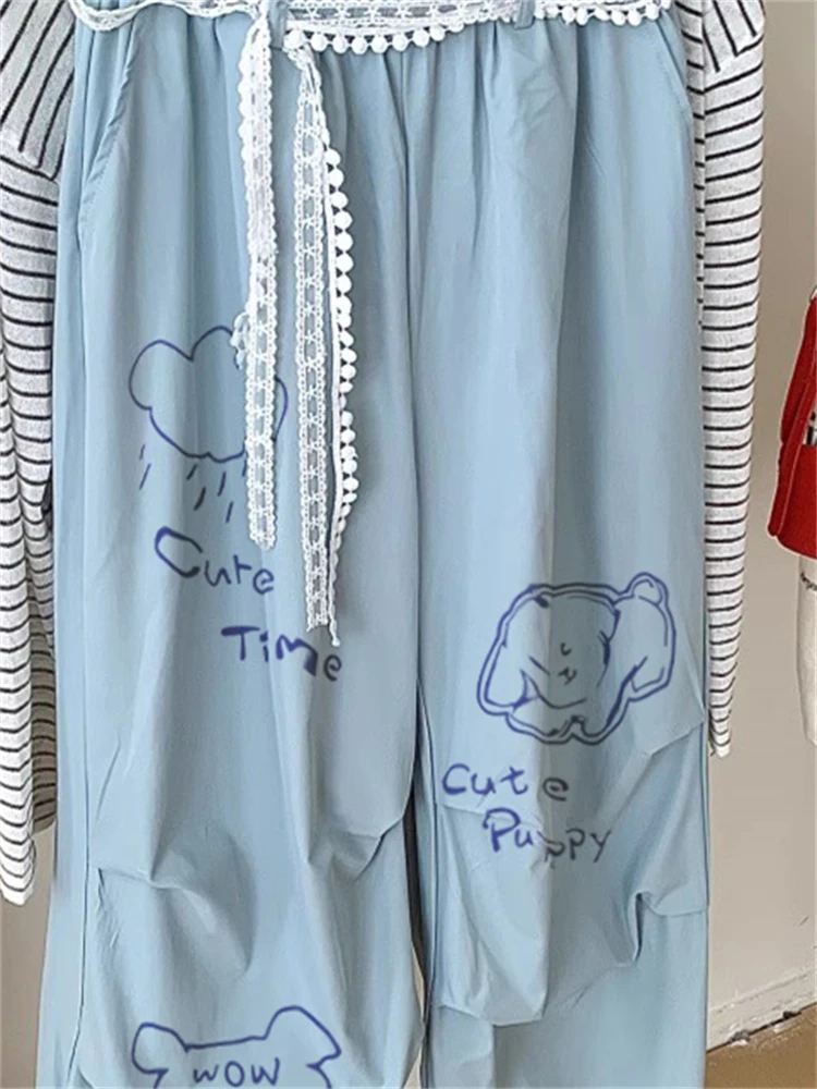 กางเกงทำงานผ้าลูกไม้สีน้ำเงินทรงหลวมสบายสำหรับฤดูร้อน ขาบาน ระบายอากาศ ซับเหงื่อ สำหรับผู้ชายและผู้หญิง...