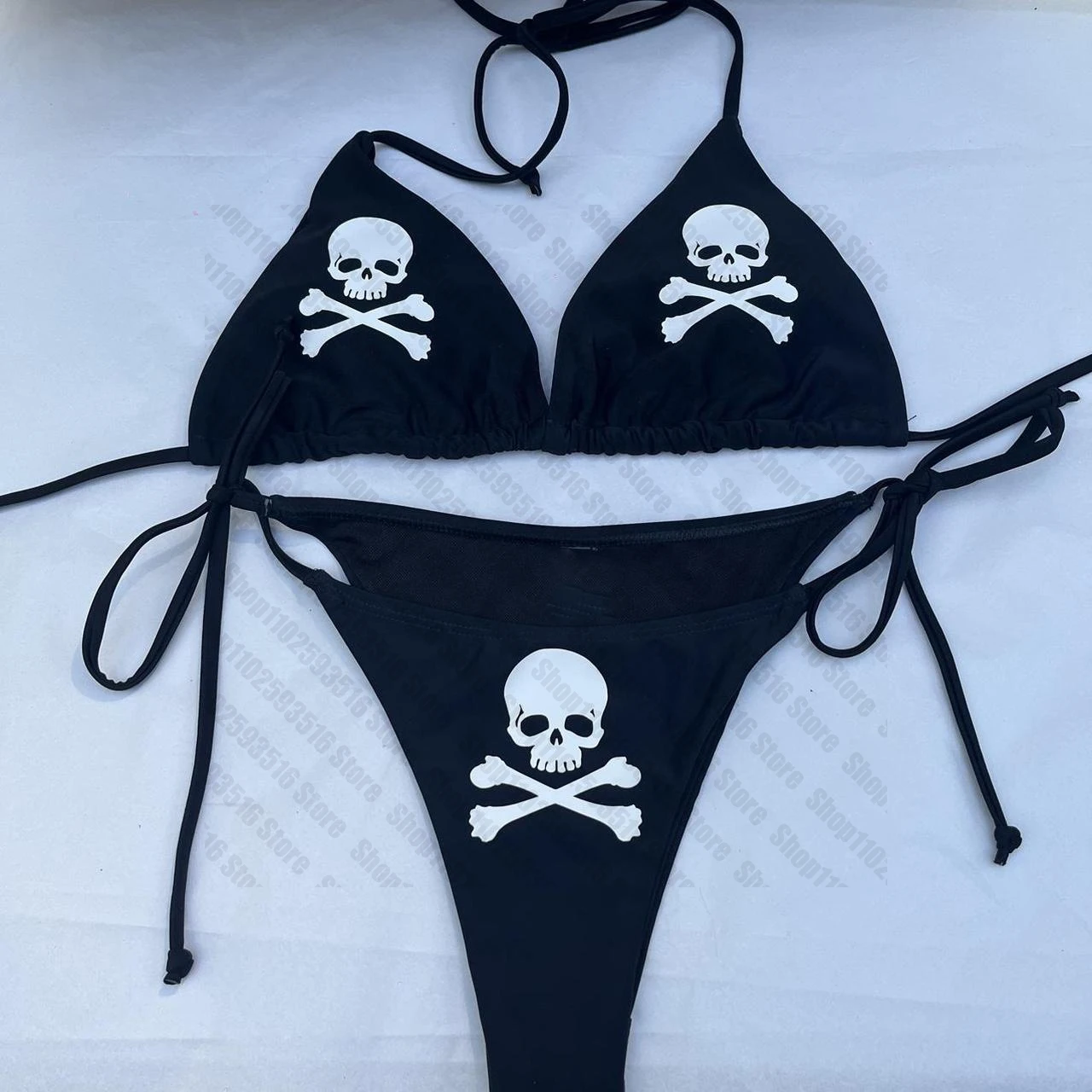 Summer Swimsuit Women Sexy Bikini Set Y2K emo Padded Bra Thong Two Pieces Swimwear Beachwear Bathing Suit Female Goth Swimsuits