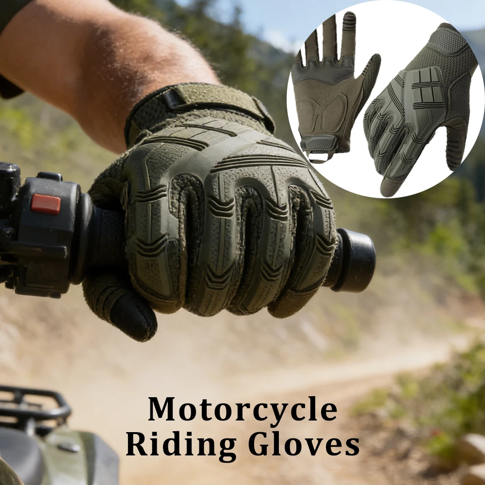 

Men's Full Finger Tactical Gloves Heavy Duty Anti-Slip Wear-Resistant Touch Screen for Motorcycle Riding Outdoor Hiking Camping