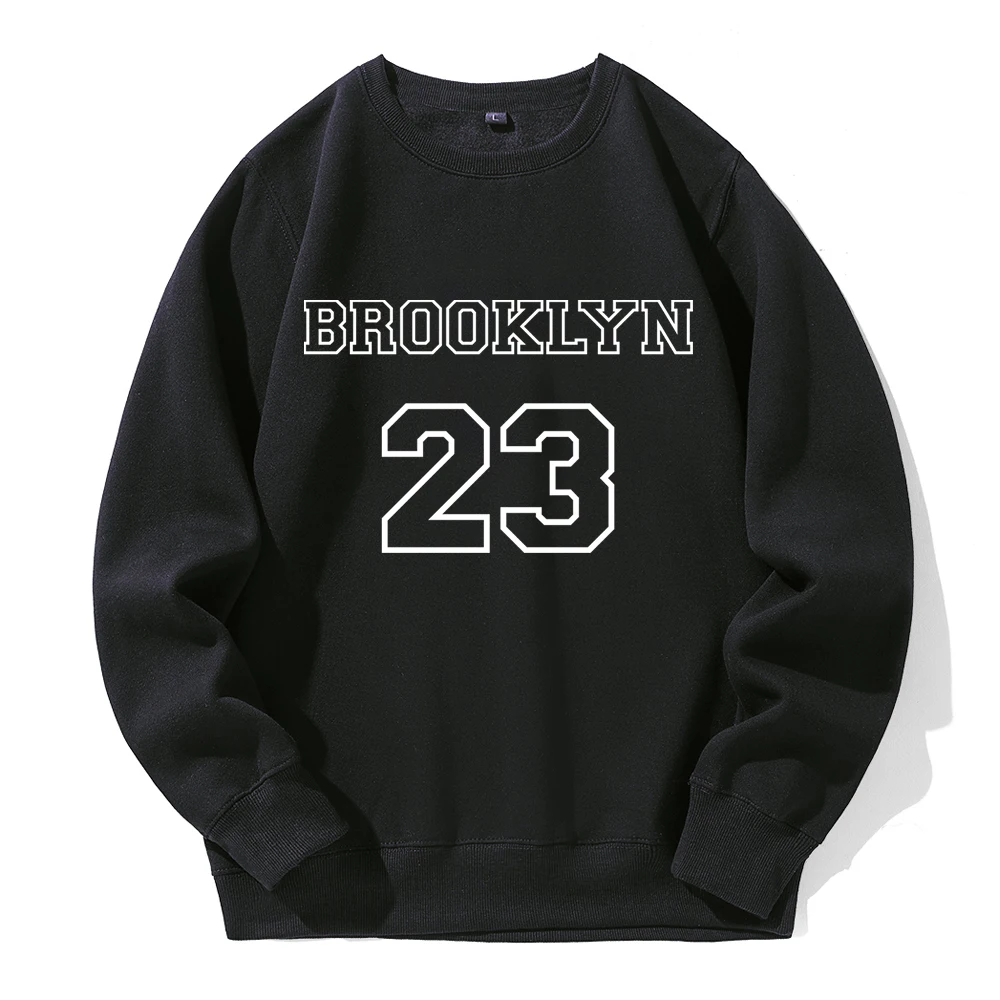 Brooklyn 23 Usa City Street Letter Hoodies Male Warm Fleece Loose Pullovers Novelty Fashion Hooded Basic Trend Casual Sweatshirt