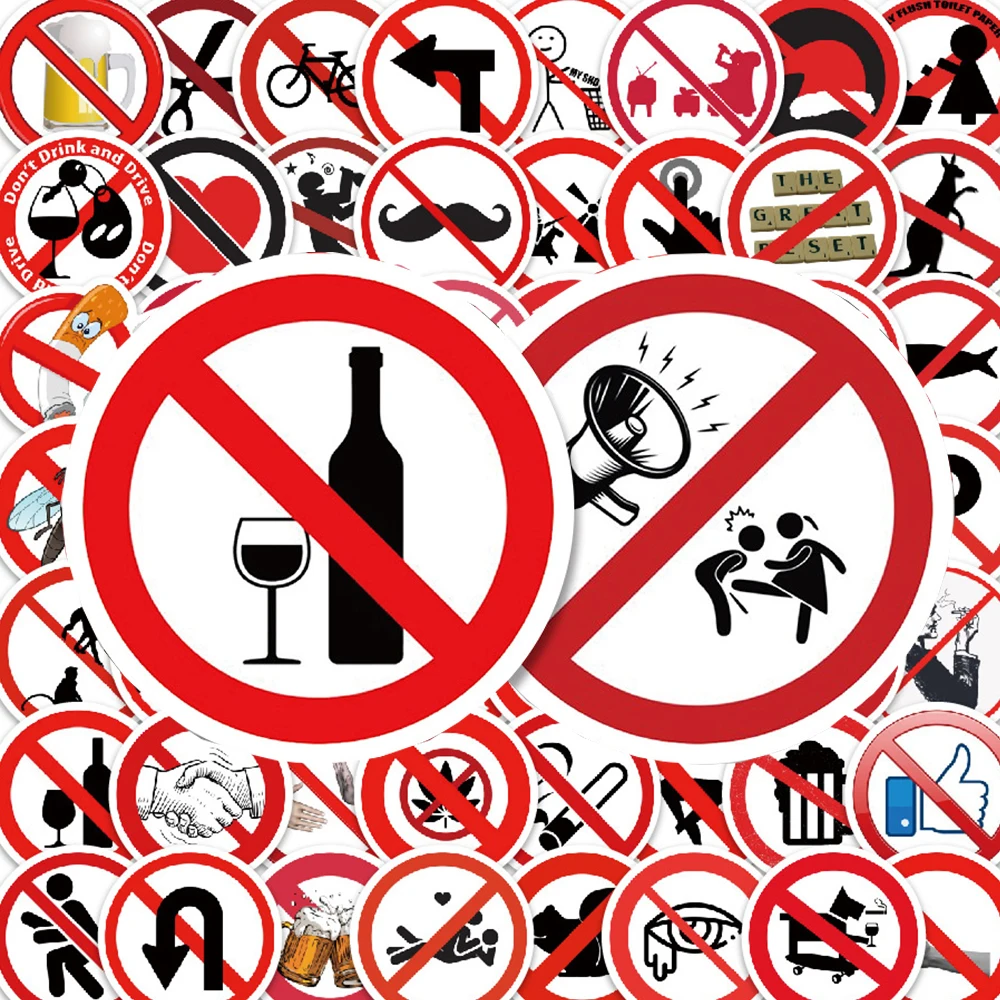 

10/30/60pcs Creative Funny Warning Sign Stickers Cartoon Waterproof Graffiti DIY Notebook Laptop Phone Cool Sticker Classci Toys