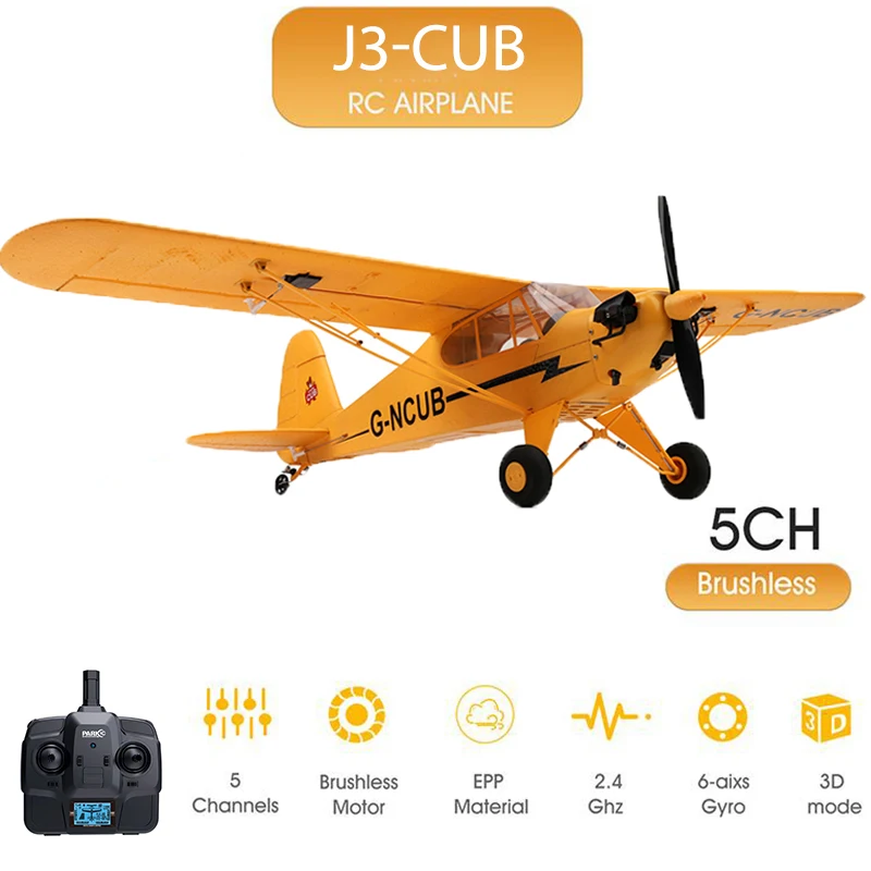 News Park10 J3-CUB RC Airplane RTF EPP RC 1406 Brushless Motor WLtoys A160 Upgrad 3D/6G System 650mm Wingspan Kit For Adult Gift