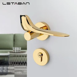 Gold Bird Modern Minimalist Split Door Lock Set Bedroom Interior Door Handle Door Lock Door Hardware Handles With Lock Body