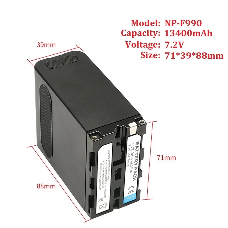 13400mAh NP-F990 NP-F980 NP-F970 F960 Battery + USB cable for Sony Camcorder HXR-MC1500C NEX-EA50 HVR-Z7C NX3 5 LED Video Light