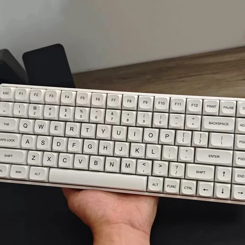 Imagen 2 del producto Teclas PBT blancas minimalistas con 120 teclas, teclas de teclado mecánico con perfil XDA multilingüe coreano, ruso y español, F75 GMK87