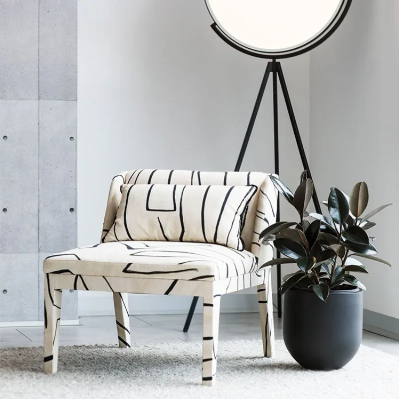 Modern Minimalist Nordic Art Graffiti Black & White Pattern Lounge Chair Living Room Villa Single Sofa