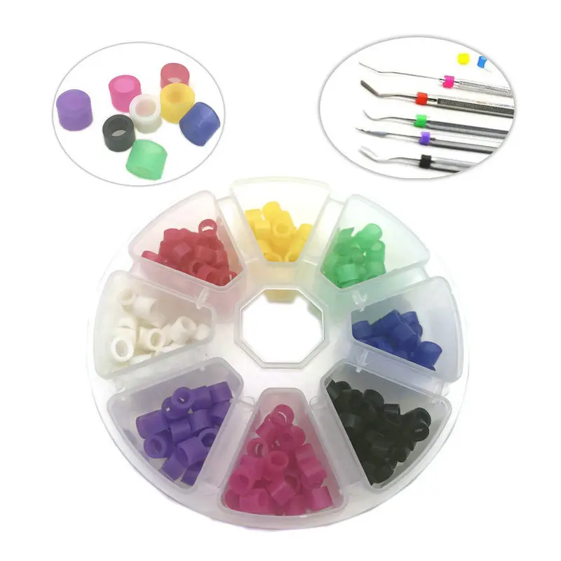 160pcs/box Dental Code Rings Standard Color Recognition Colorful Rings Soft Silicone Fit All Hand Instruments Dentist Materials