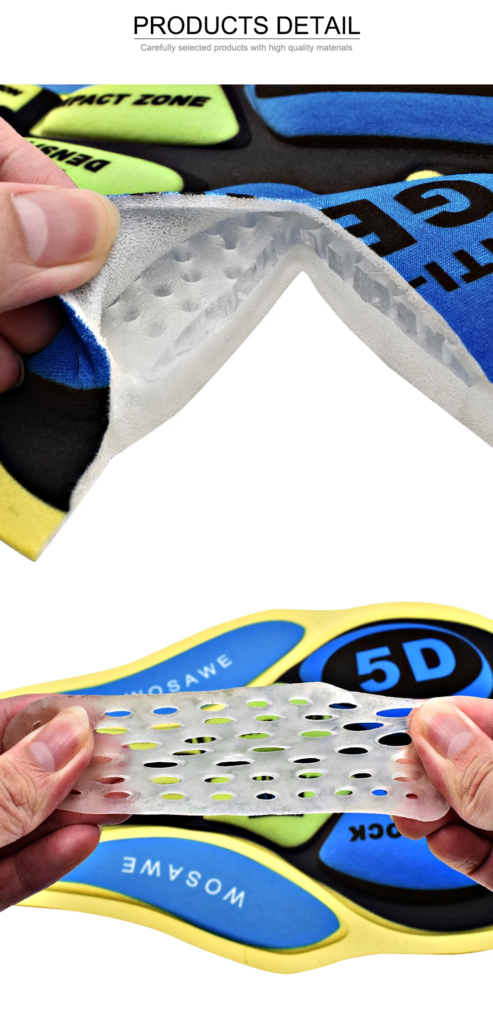 WOSAWE DIY 3D 5D Chamois Pad Silicone Foam for Cycling Shorts Riding Bike Bicycle Sports