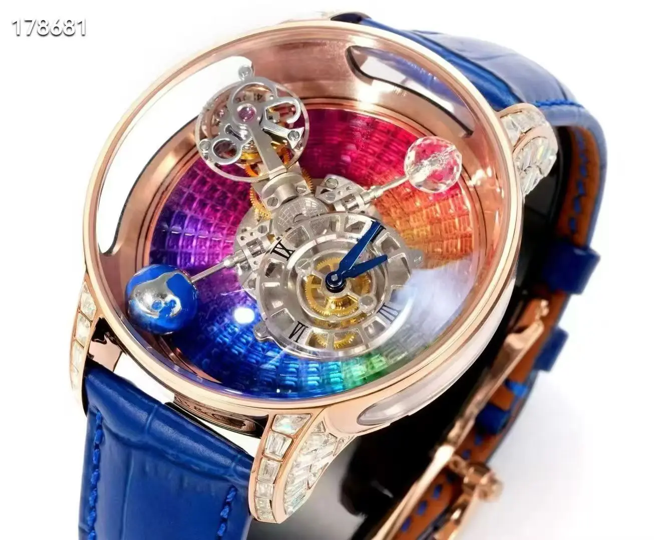ساعة ميكانيكية للرجال من Celestial Tourbillon ساعة دقيقة عالية الجودة من زجاج الياقوت الماسي الملون