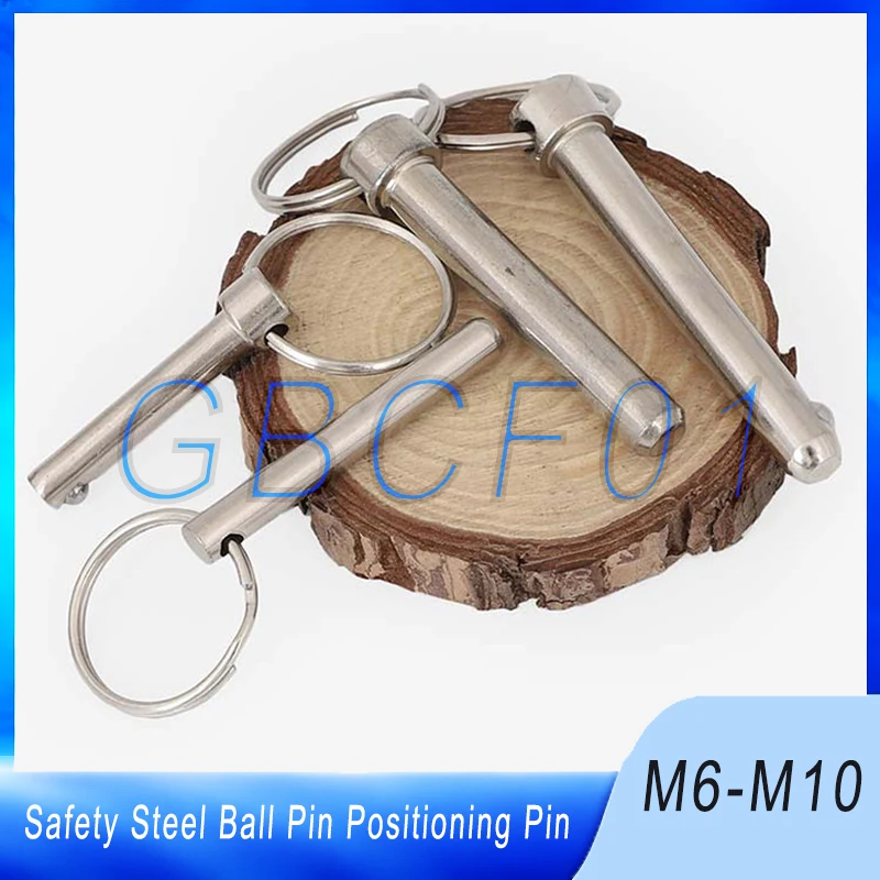 

304 Stainless Steel Quick Release Ball Lock Pin with Ring, Single Ball Detent Pin, Axle Safety Pin M6x32 M8x28 M8x70 M9.5x80