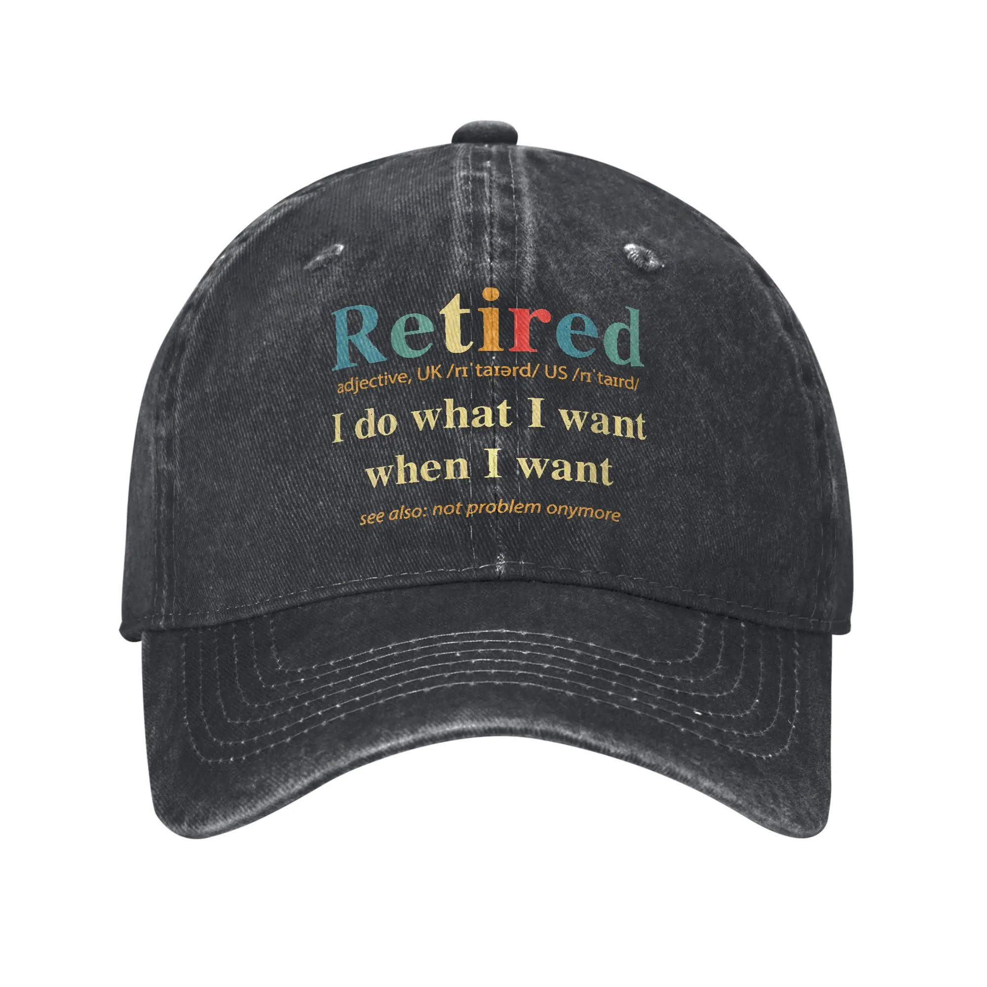 Retired Do What I Want When I Want Men Women Baseball Caps Retirement Distressed Washed Hats Vintage Outdoor Adjustable Headwear