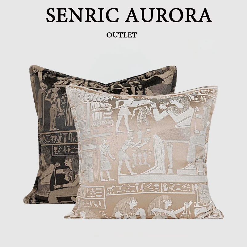 Design Luxury Cushion Cover 45x45 30x65cm Vintage Ancient Egyptian Pattern Pillowcase For Home Hotel Bed Living Room Sofa
