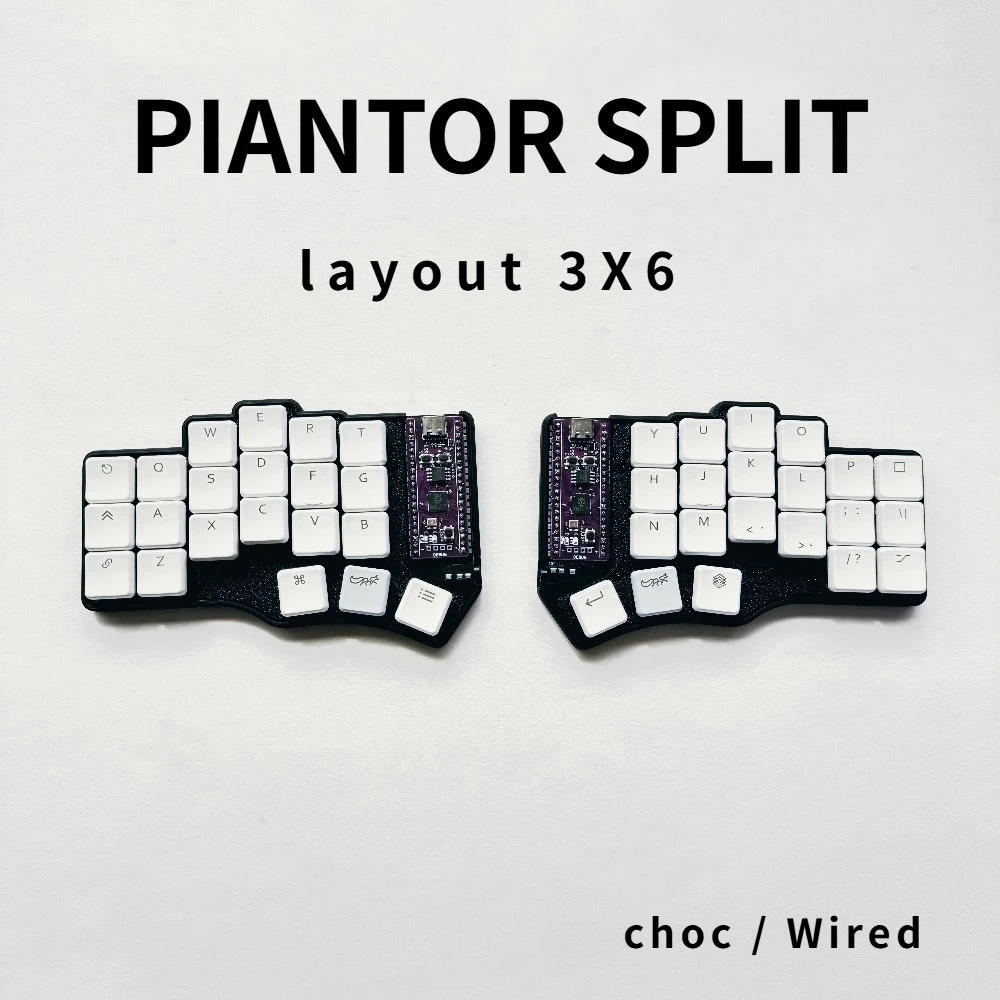 

Piantor Keyboard Cantor Layout Choc Hotswap 42/36 Keys Diodeless RP2040 Low Profile Wired Split Keyboard Ergonomics QMK/VIAL