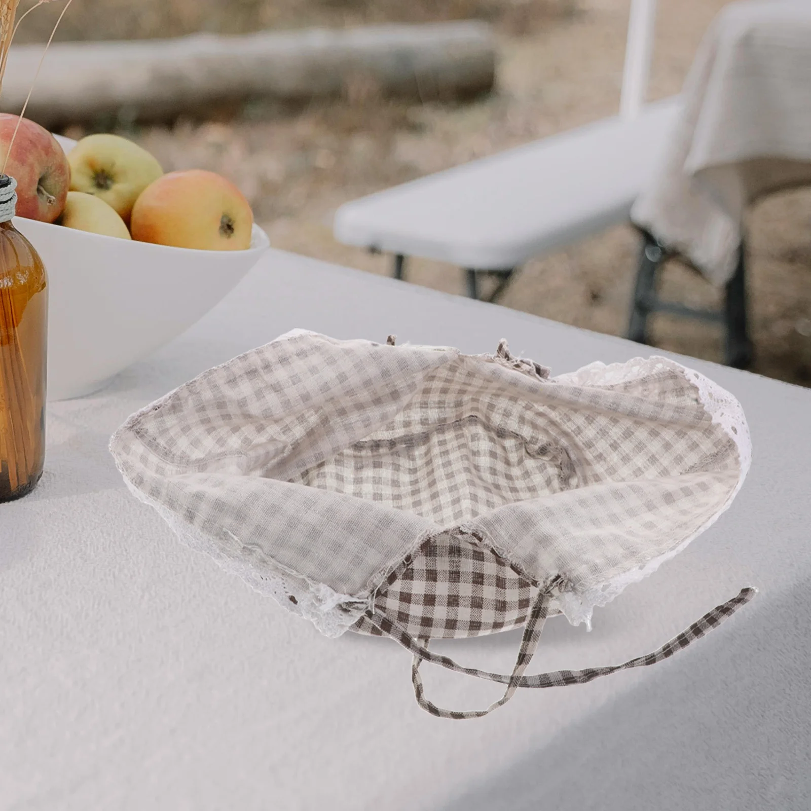 Plaid Picknick Korb Liner Ersatz Spitze Einsatz Tuch Abdeckung Bauernhaus Korb Futter für Wicker Rattan Dekorative Lagerung