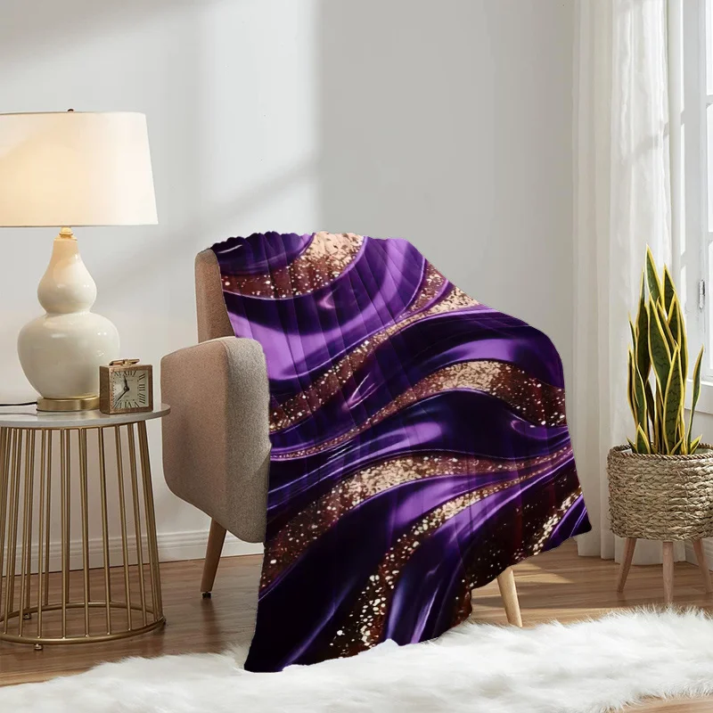 1pc Purple Abstract Texture Pattern Fleece Blanket, Lightweight Soft Throw, Gift Blanket for Family And Friends. Mother'S Day, F
