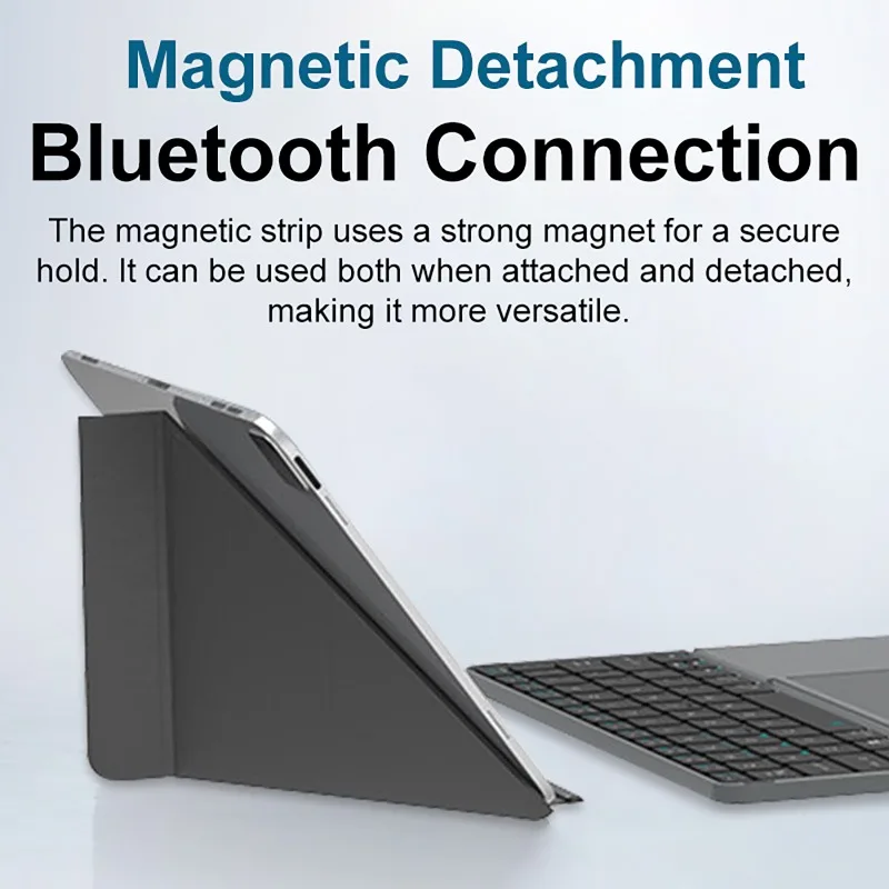 2-in-1 Wireless Bluetooth 5.0 Folding Keyboard with Touchpad & Phone Holder Multi-functional Portable Keyboard for Tablet/Phone