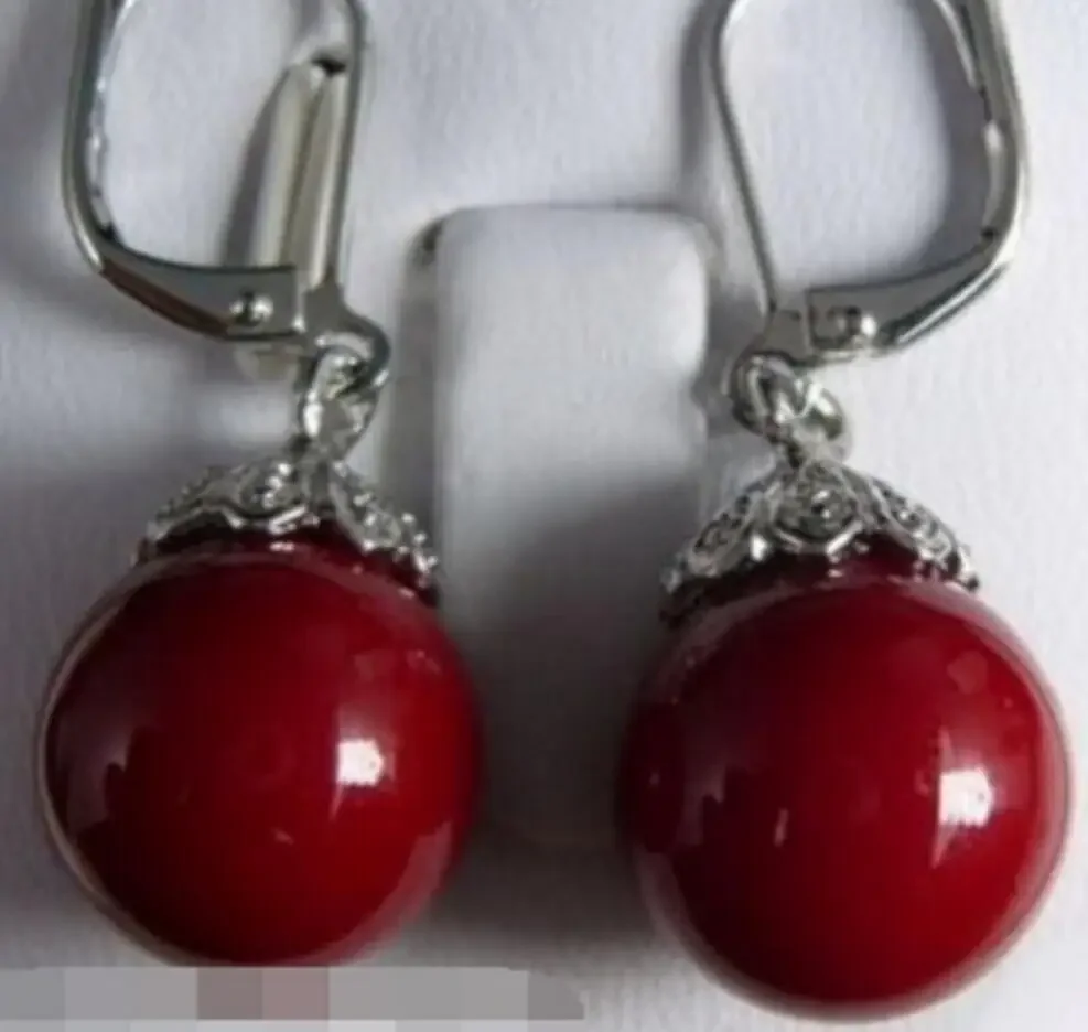 

Red Coral Beads 18KWGP Hook Earrings