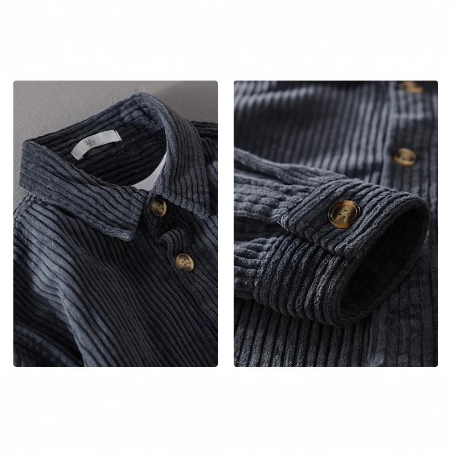Men's Retro Corduroy Casual Shirt Jacket New Men's Corduroy Long Sleeve Shirt Jacket Casual Fashion Streetwear Lapel Coat