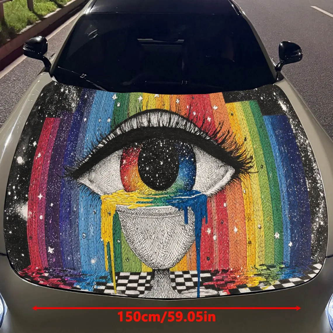 Magical eye print,car hood stickers,PVC waterproof Self adhesive car hood sticker,car hood decoration protection stickers,Auto A