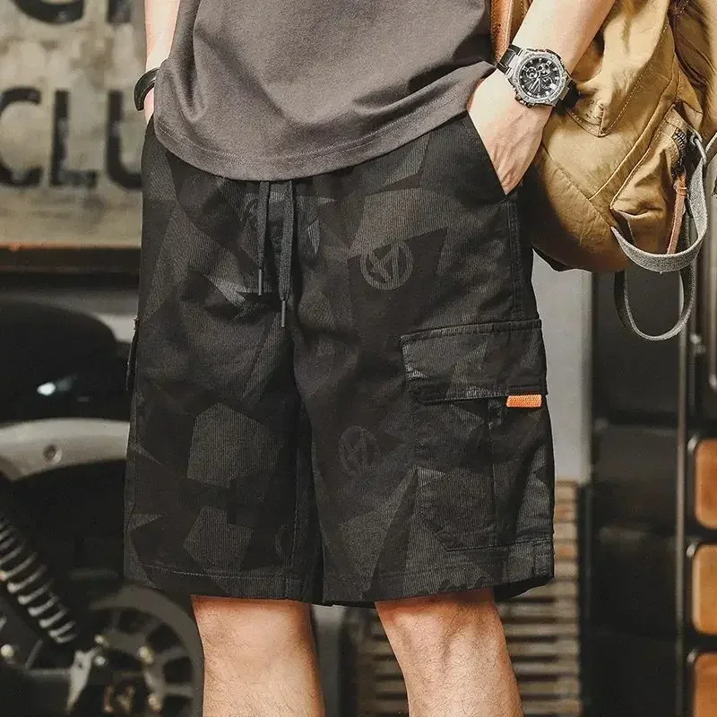 Short Cargo vert Camouflage pour hommes, pantalon court pour le travail, extensible, Harajuku, ample, décontracté, vêtements confortables et élégants, nouvelle collection